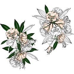 flower doodles mural native peonies peachy green