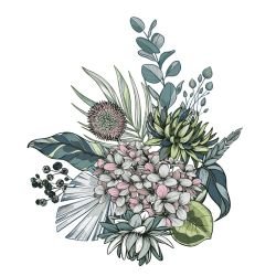 flower doodles mural whimsical diasy greenery