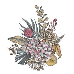 flower doodles mural whimsical diasy vintage