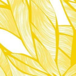 fronds silhouette intertwined white mustard twotone details