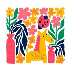 natures playland giraffe floral dreaming