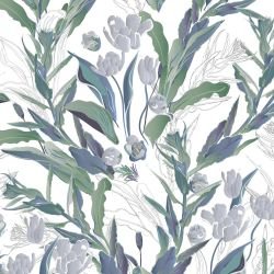 garden muse tulip doodle purple green