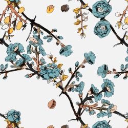 garden muse vine bloom sketchings blue yellow