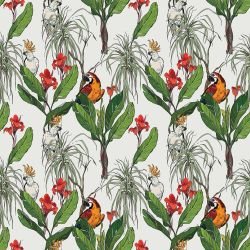 garden villa parrots and palm plants grey