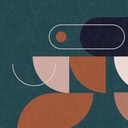 pictoral shapes williams dark teals mural
