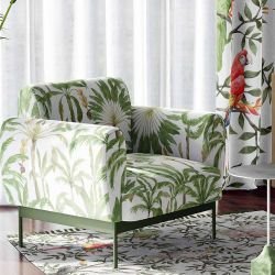 animal tropics concept rug perching parrots white