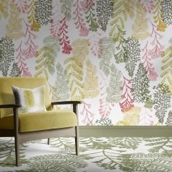 bushland blooms concept rug fern fan custom olive