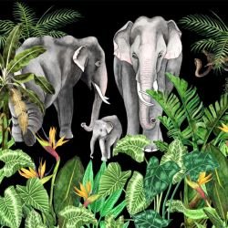 jungle story elephant mural black 
