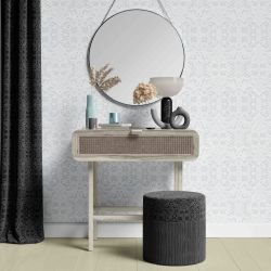 lace concept wallpaper curtain and ottoman