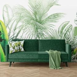 lush outlook concept wall mural and cushions