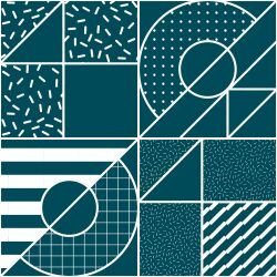 memphis mosaics playful pieces teal white