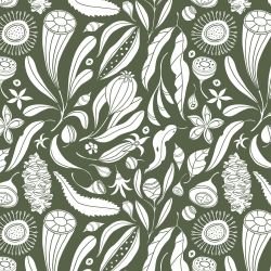 native lines botanical dreamlines army green reverse