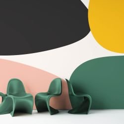 natural forms concept boulder stack green yellow mix mural