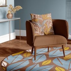 pattern pop concept rug linocut leaflet blue brown