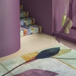 tinted garden concept rug gildded petals blue green