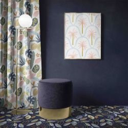 tropical days concept rug tropical stripy leaves denim