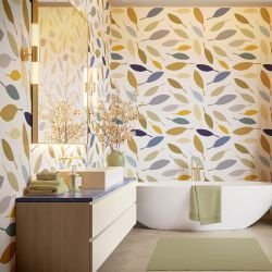 nature depiction concept bathroom wallpaper