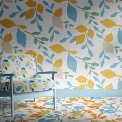 natures depiction concept walllpaper  carpet and armchair