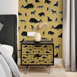 origami concept wallpaper and cabinet