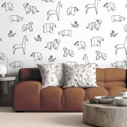 origami concept wallpaper and cushions