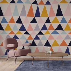 playful pops concept distorted triangles wallpaper