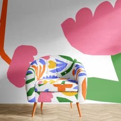 playful pops concept mural upholstery armchair