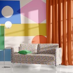 playful pops concept wallpaper mural lounge upholstery curtain