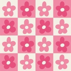 retrogroove daisies in check pink