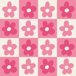 retrogroove daisies in check pink