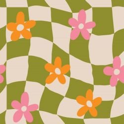 retrogroove floral illusion orange pink green