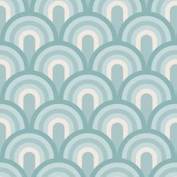 retro modern rainbow blue cream