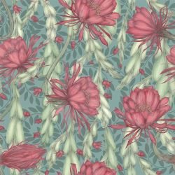 textured tropics cacti vines blue green dark