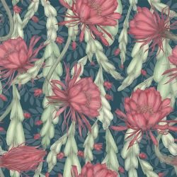 textured tropics cacti vines teal light