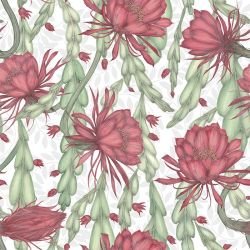 textured tropics cacti vines white grey