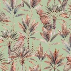 textured tropics parrots and palms greens
