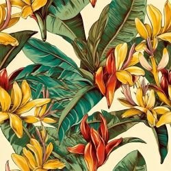 tropical medley sunlit floral leaf