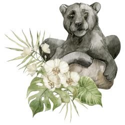 watercolour wildlings black panther balance