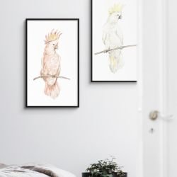 watercolour wildlings concept cockatoo profile white and pink