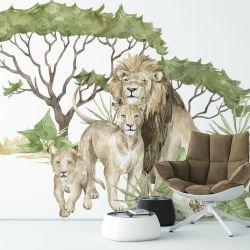 watercolour wildlings concept lion scene