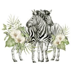 watercolour wildlings embracing zebras