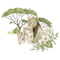 watercolour wildlings lion scene