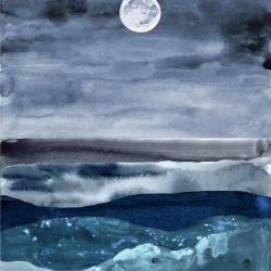 waves of earth calm seas blues night