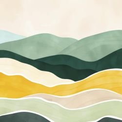 waves of earth flowing hills no sun green yellow