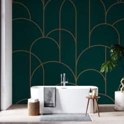 whispering lines concept bathroom mural